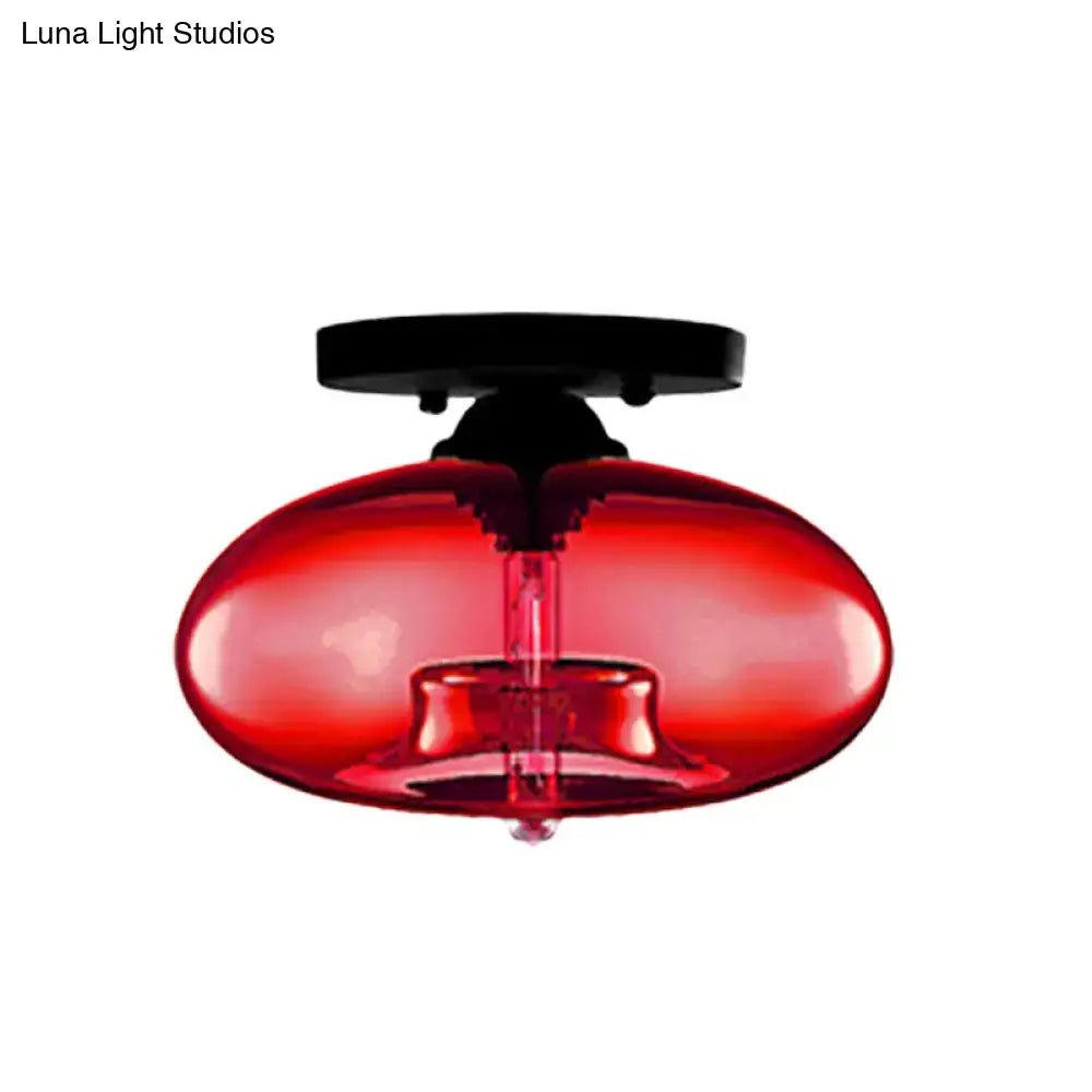 Glass oval flush mount ceiling light by Decorbites with red glass shade on Tampa Home & Garden Store