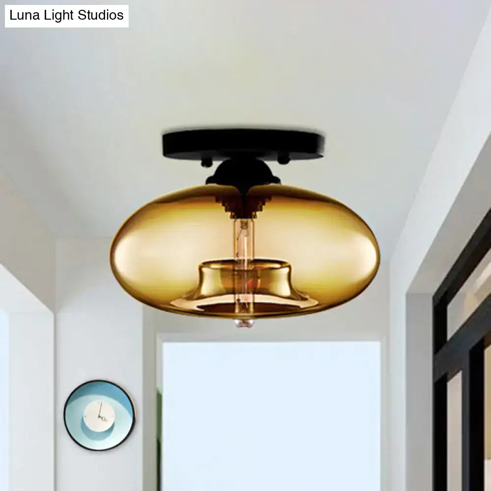 Glass oval flush mount ceiling light with amber glass shade by Decorbites on Tampa Home & Garden Store