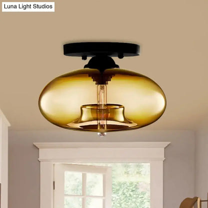 Glass Oval Flush Mount ceiling light amber glass by Decorbites for Home & Garden on Tampa Home & Garden Store