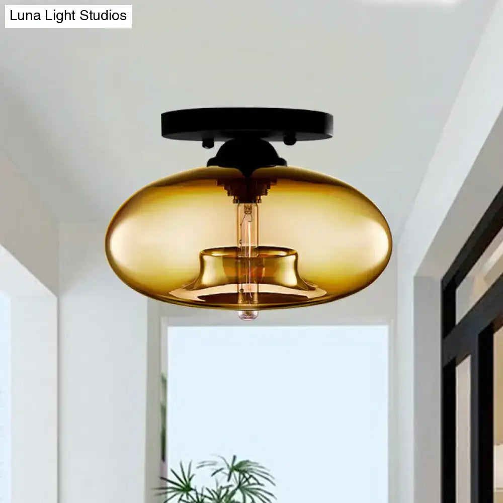 Glass Oval Flush Mount by Decorbites — amber glass shade, black ceiling mount on Tampa Home & Garden Store