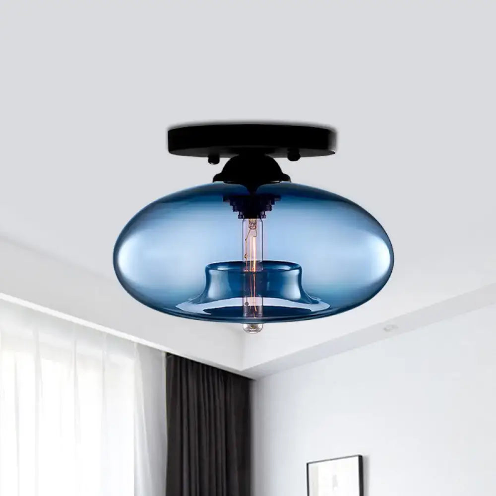 Glass oval blue-tinted flush mount ceiling light by Decorbites for Home & Garden on Tampa Home & Garden Store