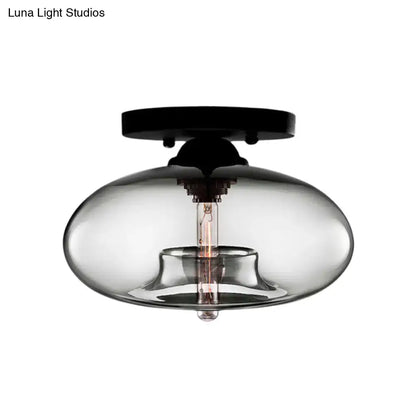 Glass oval flush mount light with smoky glass shade and bronze hardware Decorbites on Tampa Home & Garden Store