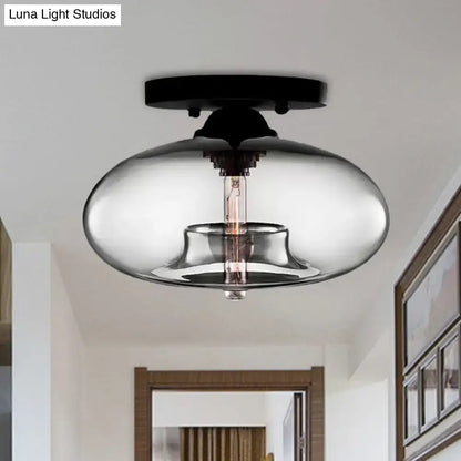 Glass Oval Flush Mount ceiling light by Decorbites with clear glass shade and Edison bulb on Tampa Home & Garden Store