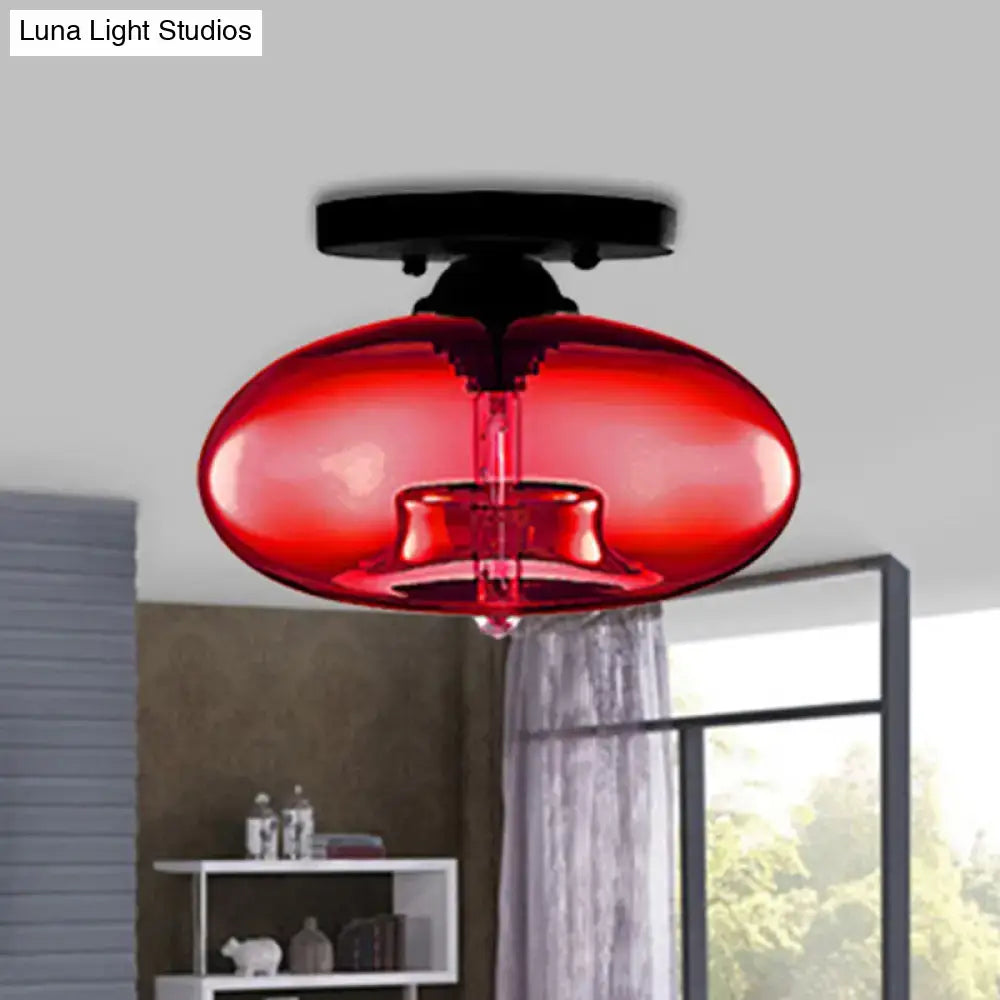 Glass Oval Flush Mount ceiling light in red glass by Decorbites on Tampa Home & Garden Store