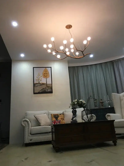 Golden iron tree-branch bubble chandelier by Decorbites for dining room on Tampa Home & Garden Store