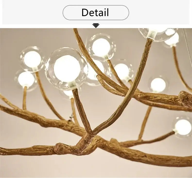 Chandelier Decorbites golden iron tree-branch with glass bubble bulbs for dining room on Tampa Home & Garden Store