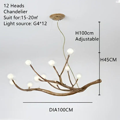 Golden iron tree-branch bubble chandelier with 12 bulbs, 100 cm dia, adjustable height on Tampa Home & Garden Store