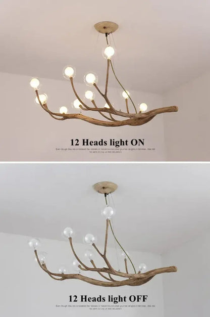 Golden iron tree branch bubble chandelier by Decorbites with 12 bulbs for dining room on Tampa Home & Garden Store