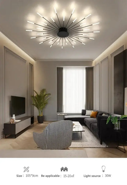 Gold Nordic LED Ceiling Light flush mount starburst fixture, Decorbites, modern living room on Tampa Home & Garden Store