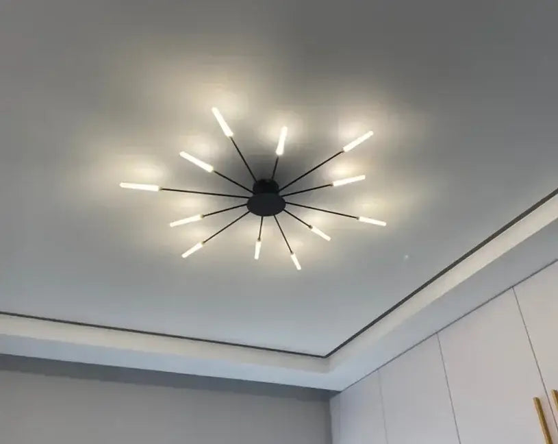 Gold Nordic LED Ceiling Light by Decorbites, sputnik flush mount with LED rods on Tampa Home & Garden Store