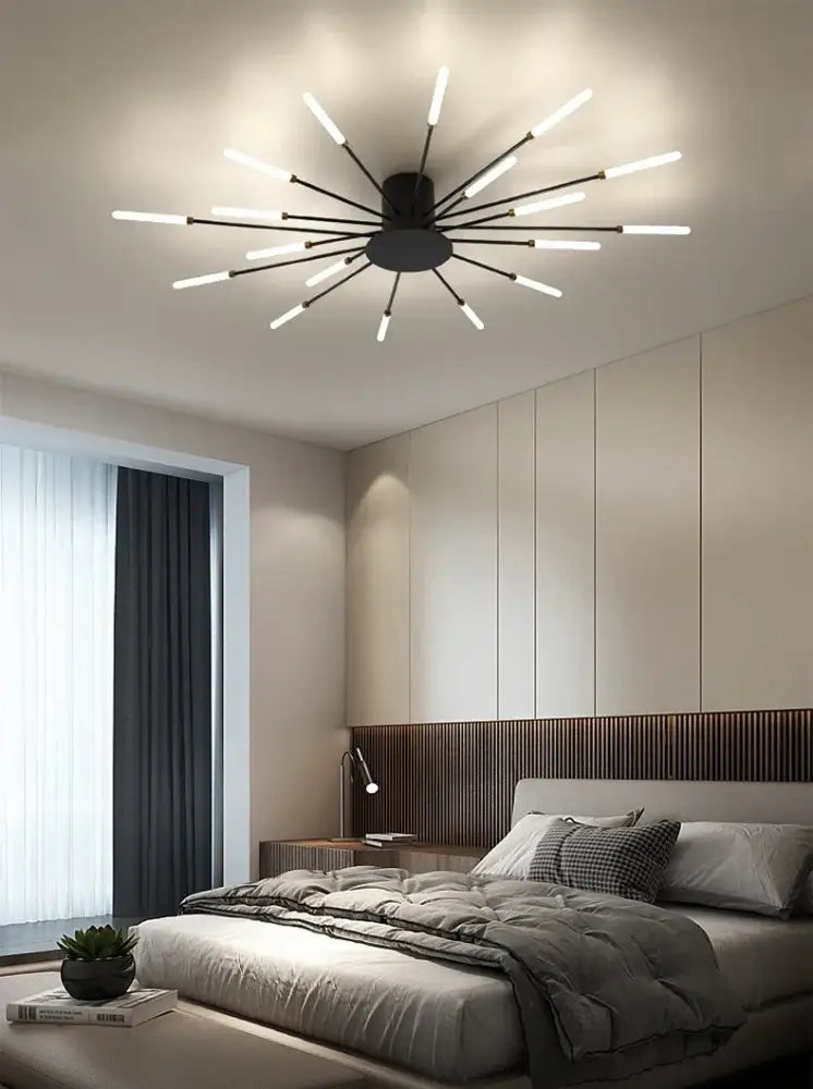 Gold Nordic LED ceiling light, starburst flush mount by Decorbites, modern metal fixture on Tampa Home & Garden Store