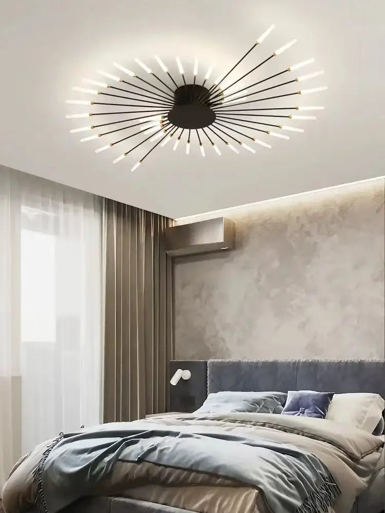 Gold Nordic LED ceiling light flush mount with radial spokes by Decorbites, modern fixture on Tampa Home & Garden Store
