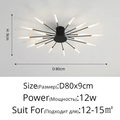 Decorbites Gold Nordic LED Ceiling Light, black base with gold arms, radial mount, 12W on Tampa Home & Garden Store