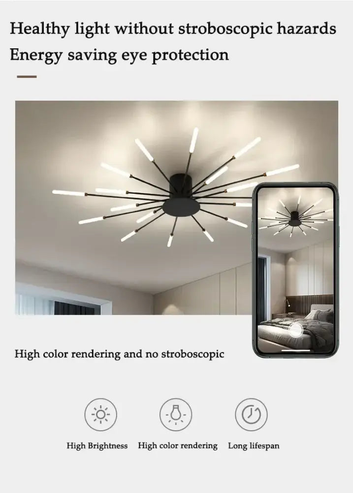 Gold Nordic LED Ceiling Light starburst flush mount with gold finish by Decorbites on Tampa Home & Garden Store