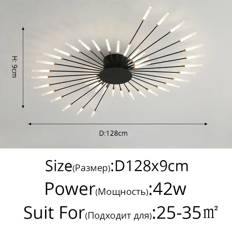 Gold Nordic LED ceiling light starburst flush Decorbites, black center with gold accents on Tampa Home & Garden Store