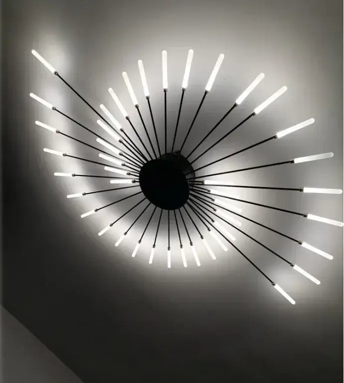 Gold Nordic LED ceiling light, radial starburst flush-mount with black metal arms and white LEDs on Tampa Home & Garden Store