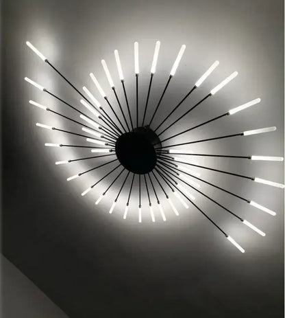 Gold Nordic LED ceiling light, radial starburst flush-mount with black metal arms and white LEDs on Tampa Home & Garden Store