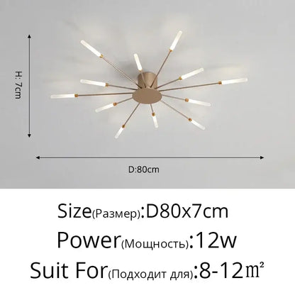 Decorbites gold Nordic LED ceiling light, sputnik-style flush mount with brass arms on Tampa Home & Garden Store