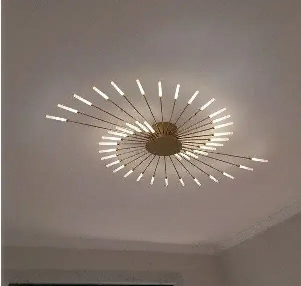 Gold Nordic LED ceiling light flush mount with radial sunburst spokes Decorbites on Tampa Home & Garden Store