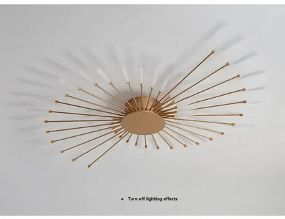 Gold Nordic LED Ceiling Light flush mount metal starburst design by Decorbites on Tampa Home & Garden Store