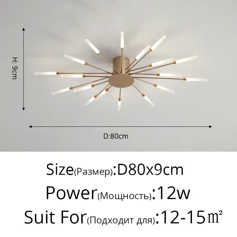 Gold Nordic LED ceiling light flush mount with gold finish and radial spokes by Decorbites on Tampa Home & Garden Store