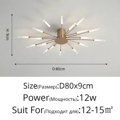 Gold Nordic LED ceiling light flush mount with gold finish and radial spokes by Decorbites on Tampa Home & Garden Store