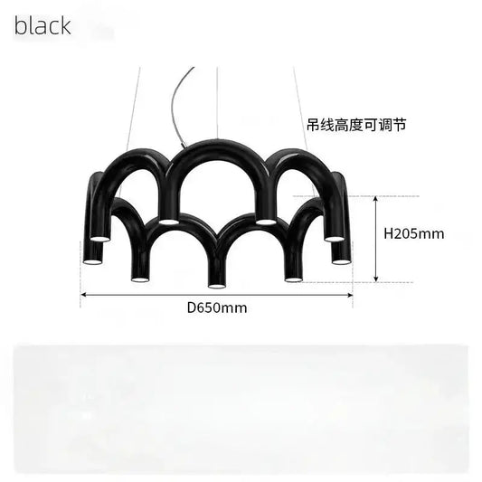 Chandelier Decorbites modern black u shaped with arched loops, 650mm dia, 205mm height on Tampa Home & Garden Store