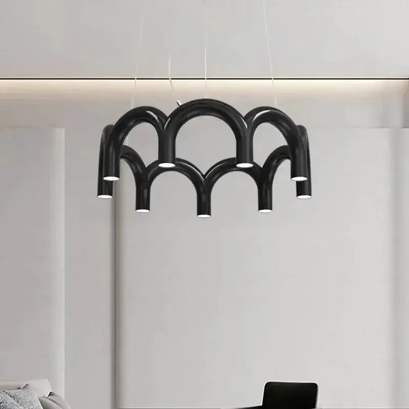 Chandelier modern black U-shaped arms, metal finish by Decorbites on Tampa Home & Garden Store