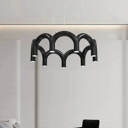 Chandelier modern black U-shaped arms, metal finish by Decorbites on Tampa Home & Garden Store