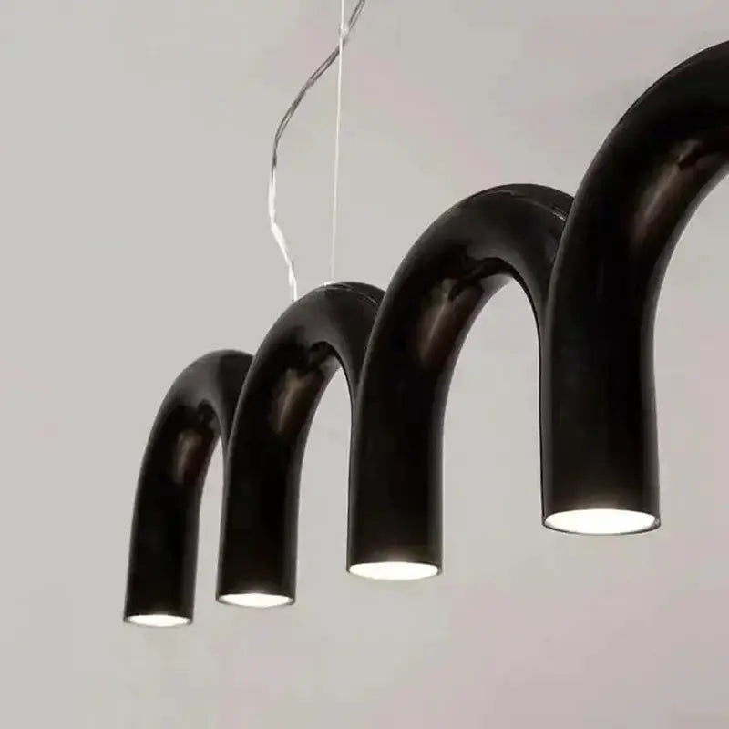 Chandelier modern black u-shaped with four curved arms and integrated lights by Decorbites on Tampa Home & Garden Store