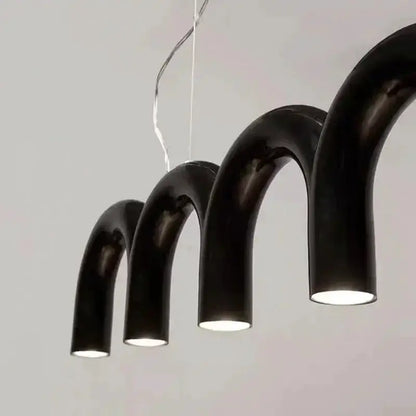 Chandelier modern black u-shaped with four curved arms and integrated lights by Decorbites on Tampa Home & Garden Store