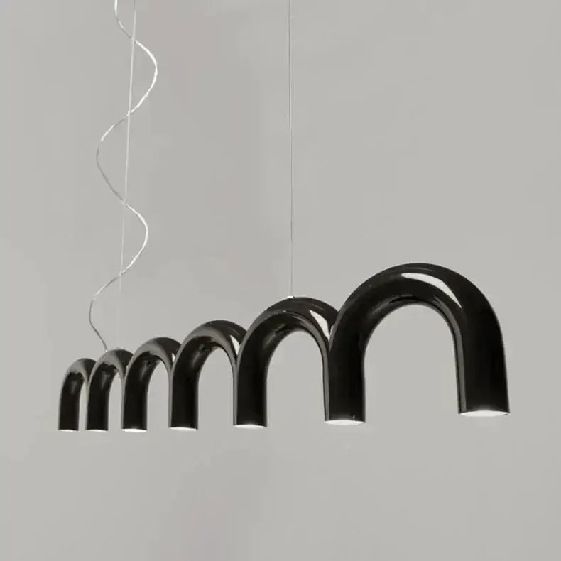 Chandelier Modern black metal U-shaped pendant with stacked arched segments on Tampa Home & Garden Store