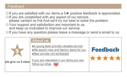 Feedback page with beige header, 5-star badge and blue title, About us bullets and orange stars on Tampa Home & Garden Store