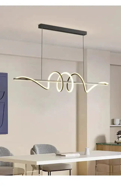 Decorbites sleek wavy pendant light, brushed metallic finish, ceiling-mounted bar on Tampa Home & Garden Store