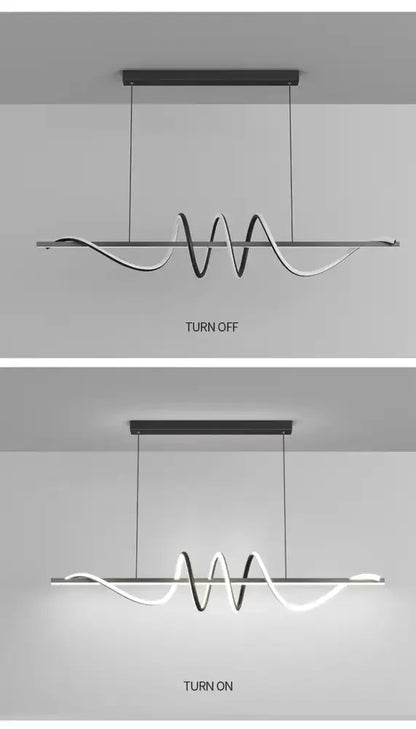 Decorbites sleek wavy pendant lights in brushed metallic finish for dining room pendants on Tampa Home & Garden Store