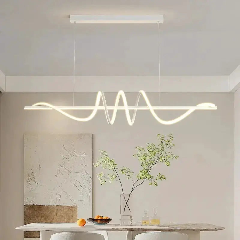 Decorbites Sleek wavy pendant lights for dining room with brushed metallic finish on Tampa Home & Garden Store