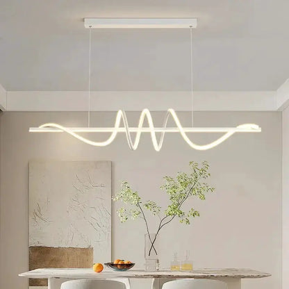 Decorbites Sleek wavy pendant lights for dining room with brushed metallic finish on Tampa Home & Garden Store