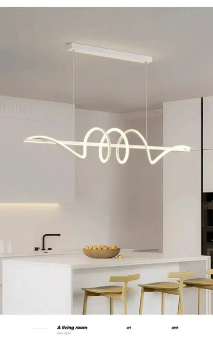 Decorbites sleek wavy pendant light with brushed metallic finish for dining room on Tampa Home & Garden Store