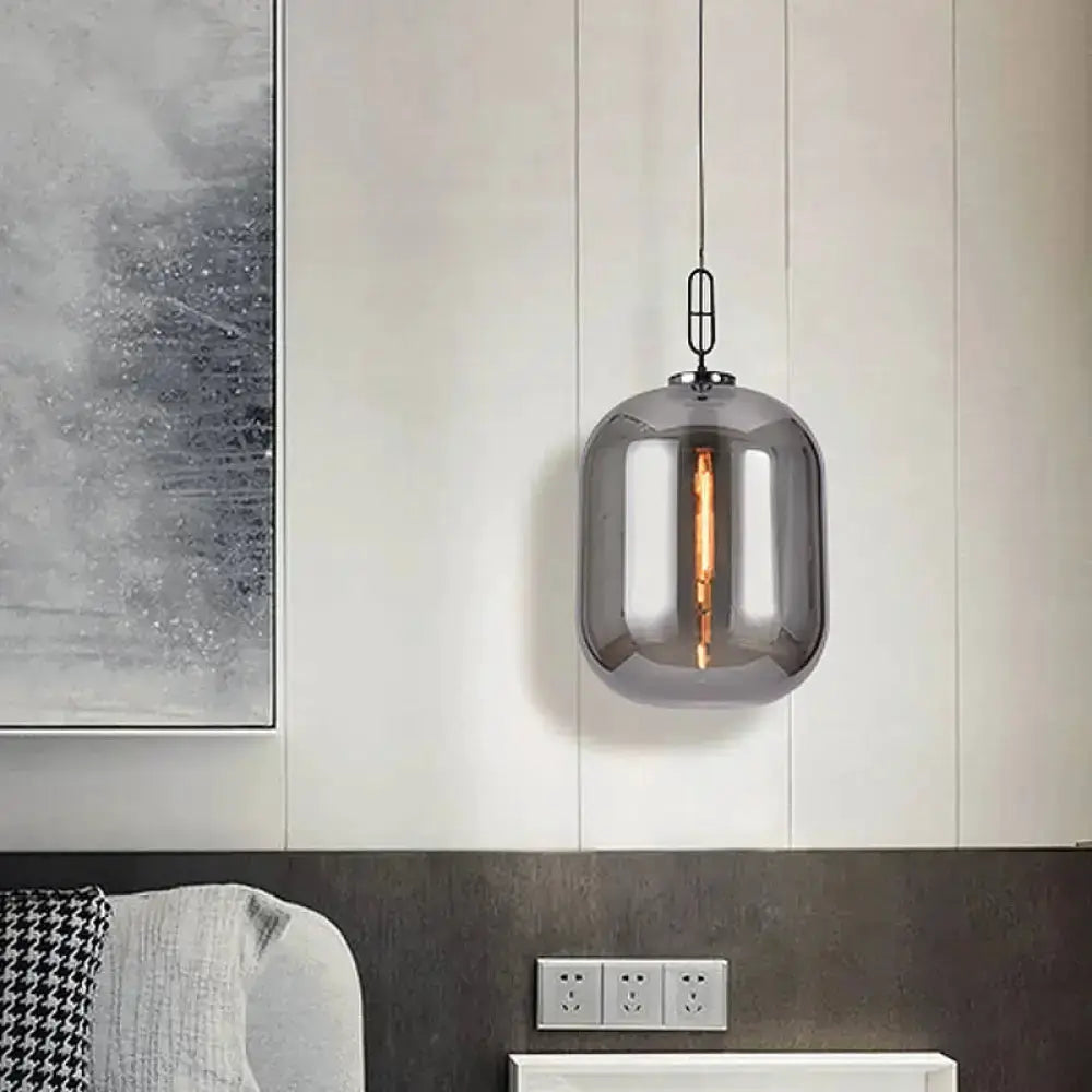 Industrial Smoke Gray and Cognac Glass Pendant