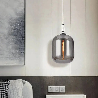 Industrial Smoke Gray and Cognac Glass Pendant