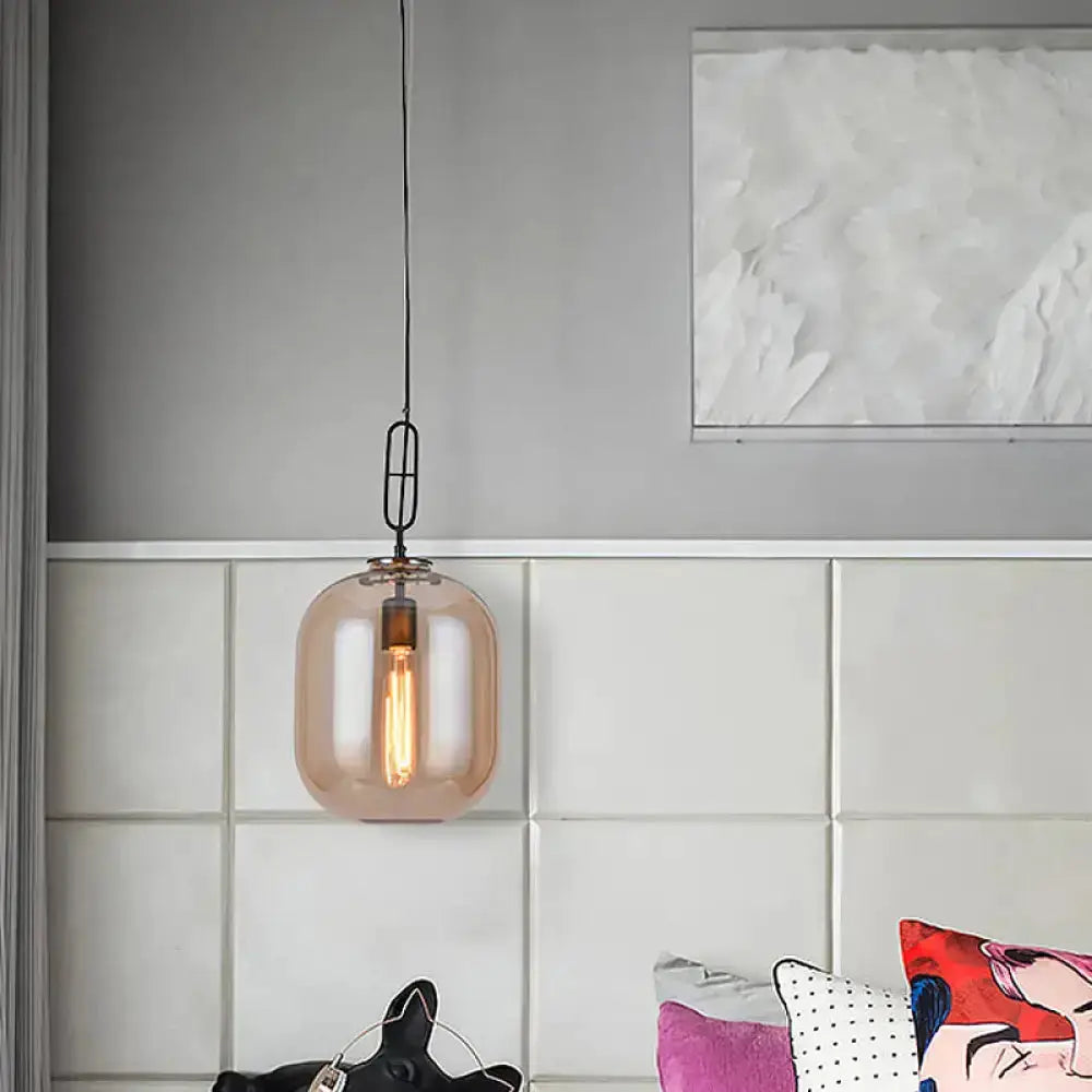 Industrial Smoke Gray and Cognac Glass Pendant