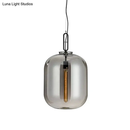 Industrial Smoke Gray and Cognac Glass Pendant
