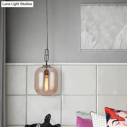 Industrial Smoke Gray and Cognac Glass Pendant