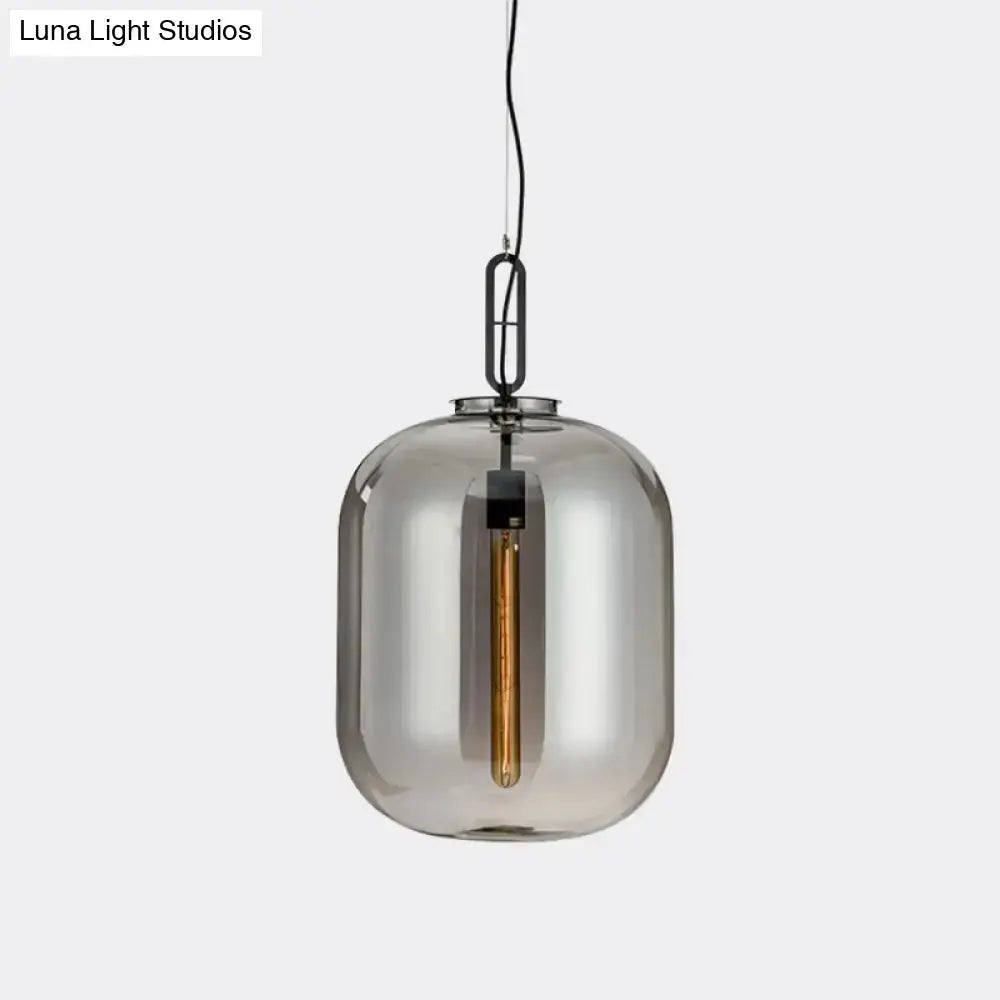 Industrial Smoke Gray and Cognac Glass Pendant