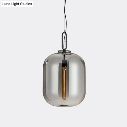 Industrial Smoke Gray and Cognac Glass Pendant