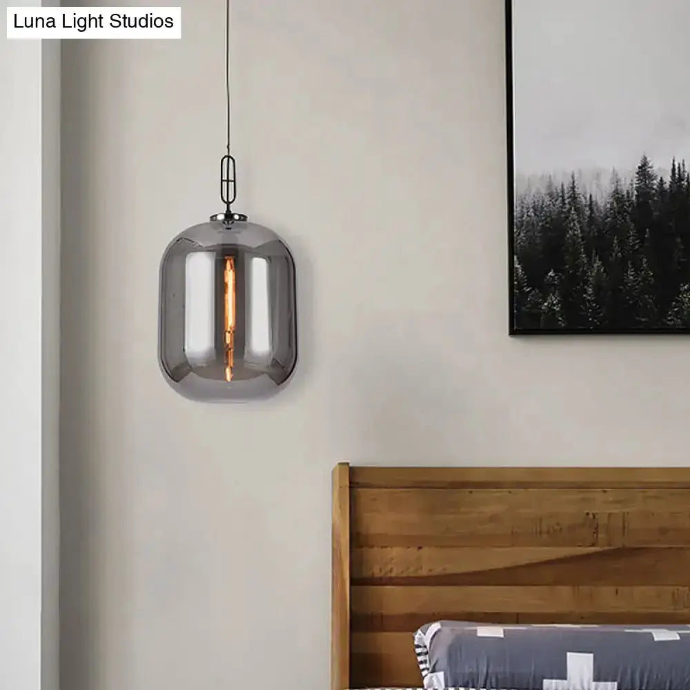 Industrial Smoke Gray and Cognac Glass Pendant