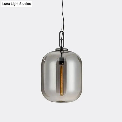 Industrial Smoke Gray and Cognac Glass Pendant
