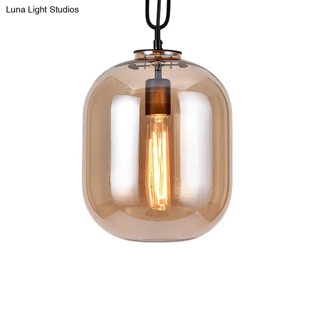 Industrial Smoke Gray and Cognac Glass Pendant