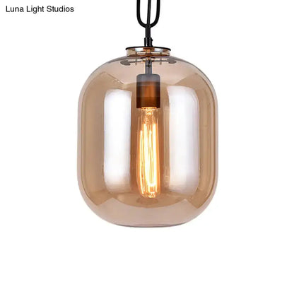 Industrial Smoke Gray and Cognac Glass Pendant