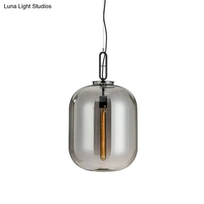 Industrial Smoke Gray and Cognac Glass Pendant